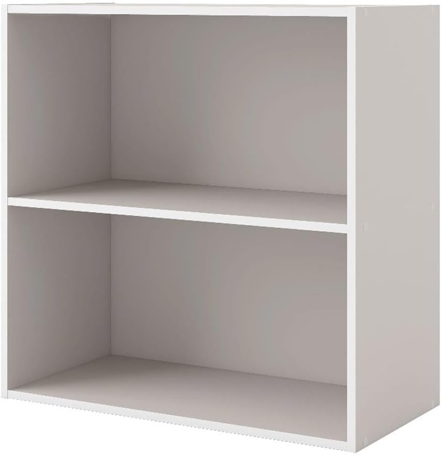 Homes: Inside + Out Apexa 2-Cube Storage Organizer Shelves, Stackable Wood Bookcase Fits Cubby Bins for Organization, Dorm Teen Room Decor & Home Office, White