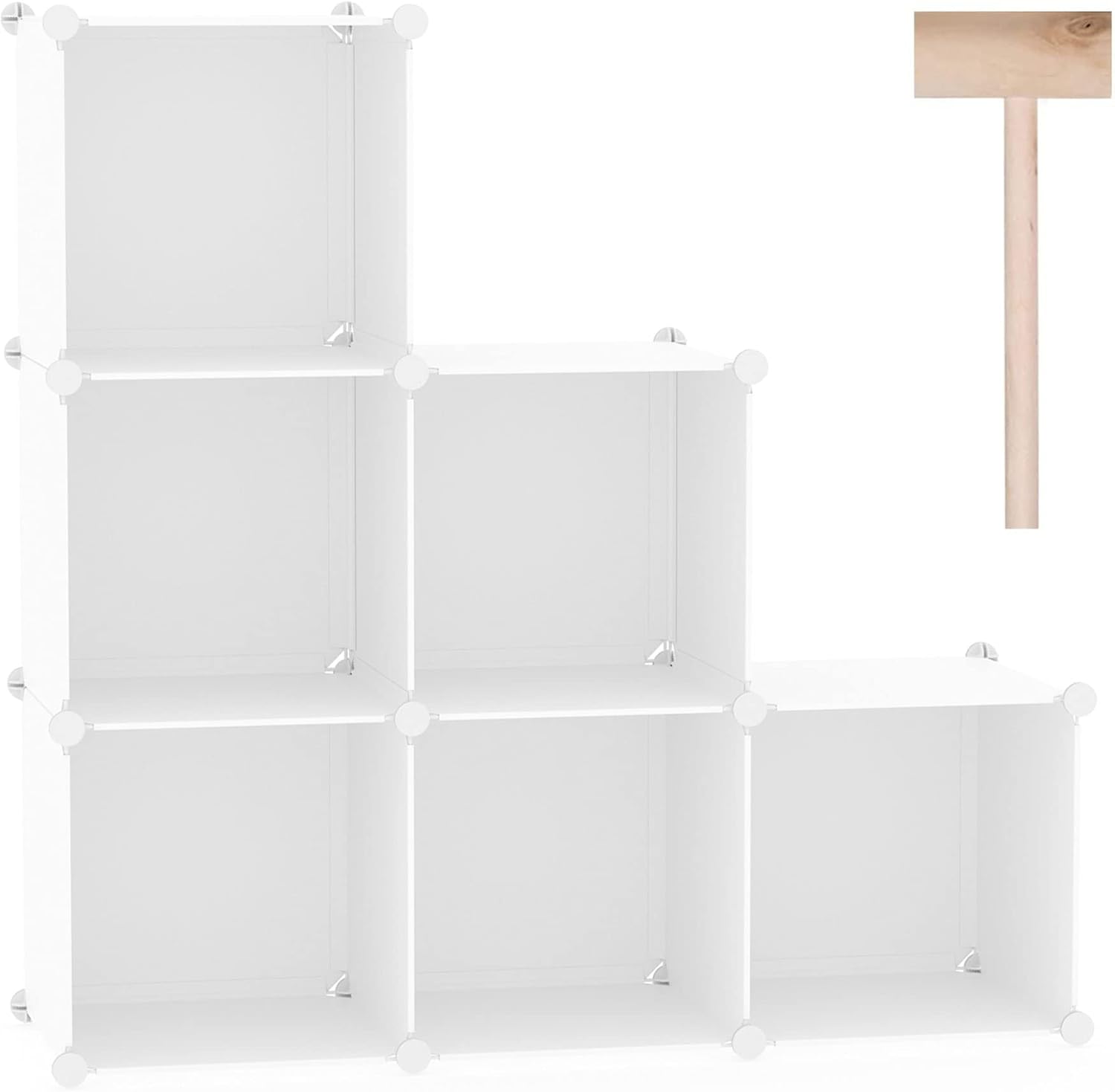C&AHOME Cube Storage Organizer, 6-Cube Shelves Units, Closet Cabinet, DIY Plastic Modular Book Shelf, Ideal for Bedroom, Living Room, Office, 36.6" L x 12.4" W x 36.6" H Translucent White SBTM3506A