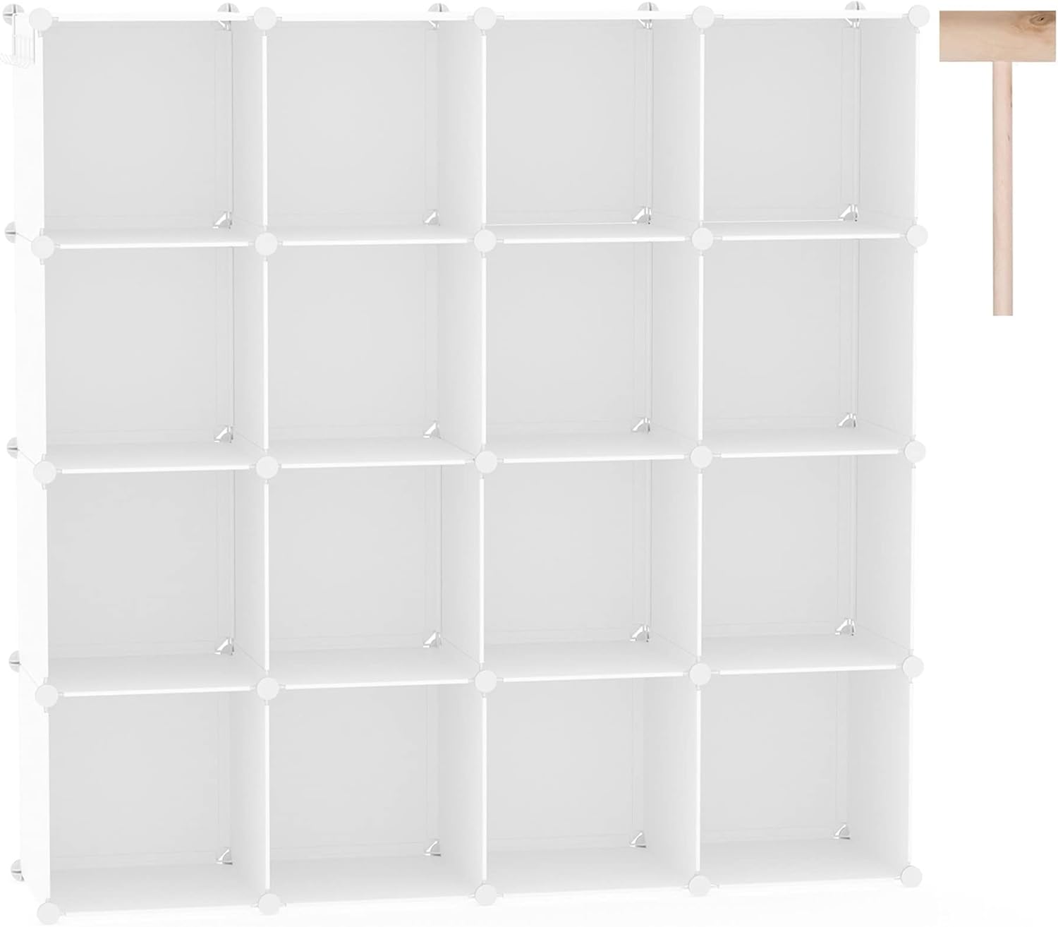 C&AHOME Cube Storage Organizer, 16-Cube Shelves Units, Plastic Storage Cubes, DIY Closet Organizer, Modular Closet Storage Shelves Ideal for Home, Bedroom, 48.4" L × 12.4" W × 48.4" H Black SUM3016H