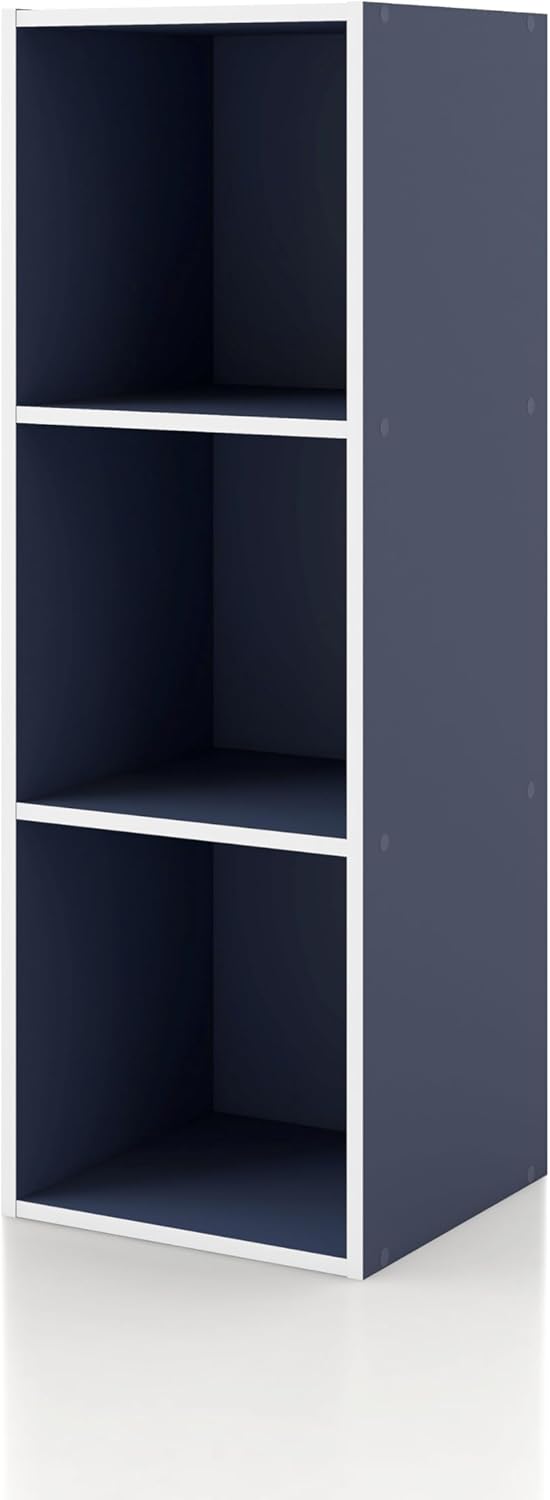 Homes: Inside + Out Apexa 2-Cube Storage Organizer Shelves, Stackable Wood Bookcase Fits Cubby Bins for Organization, Dorm Teen Room Decor & Home Office, White