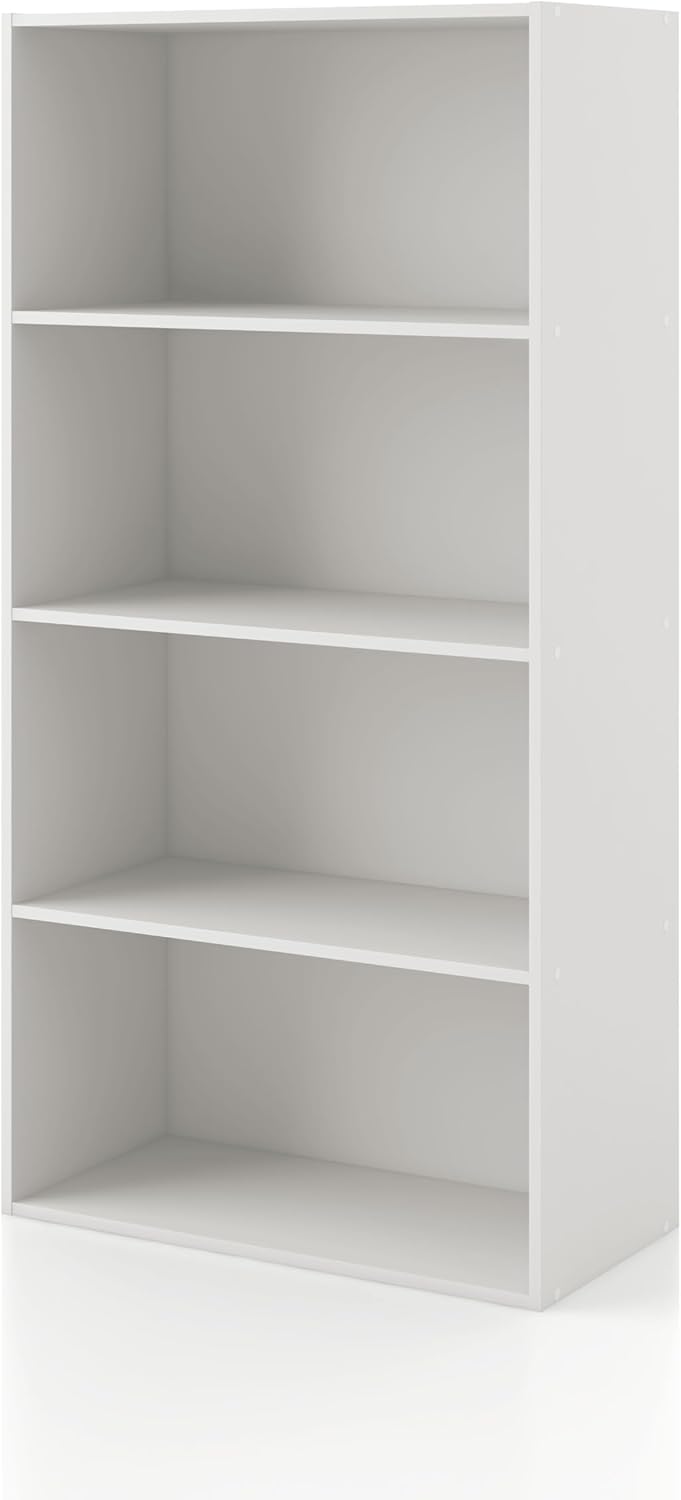 Homes: Inside + Out Apexa 2-Cube Storage Organizer Shelves, Stackable Wood Bookcase Fits Cubby Bins for Organization, Dorm Teen Room Decor & Home Office, White