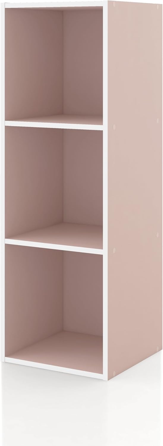 Homes: Inside + Out Apexa 2-Cube Storage Organizer Shelves, Stackable Wood Bookcase Fits Cubby Bins for Organization, Dorm Teen Room Decor & Home Office, White