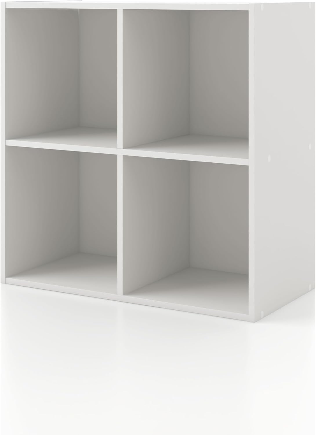 Homes: Inside + Out Apexa 2-Cube Storage Organizer Shelves, Stackable Wood Bookcase Fits Cubby Bins for Organization, Dorm Teen Room Decor & Home Office, White