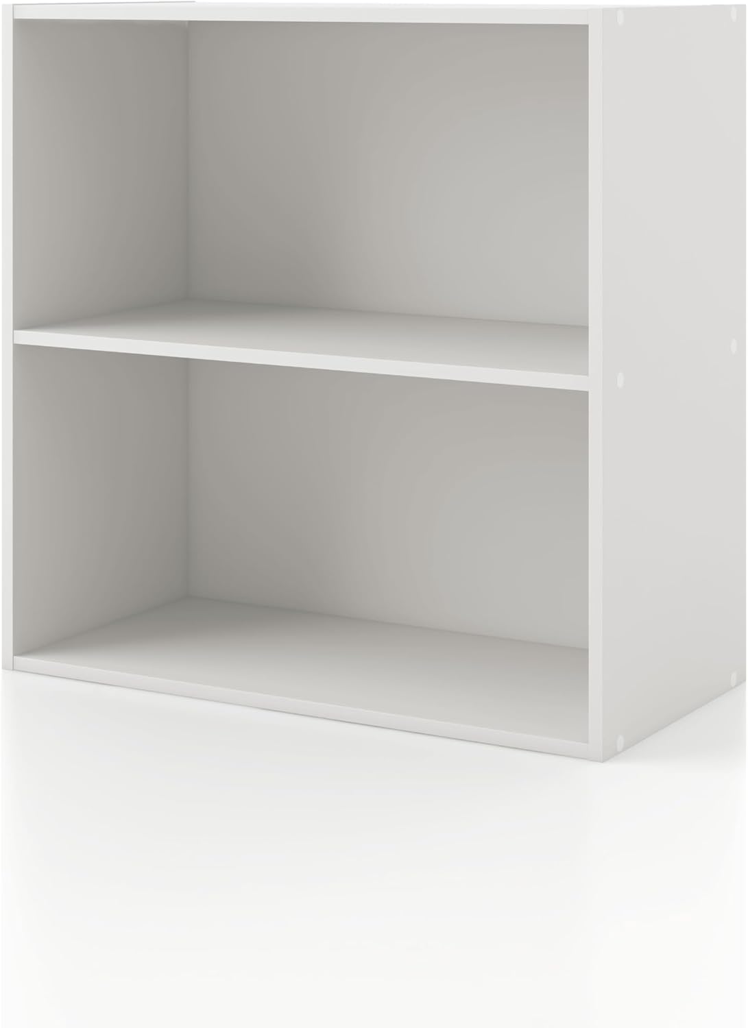 Homes: Inside + Out Apexa 2-Cube Storage Organizer Shelves, Stackable Wood Bookcase Fits Cubby Bins for Organization, Dorm Teen Room Decor & Home Office, White