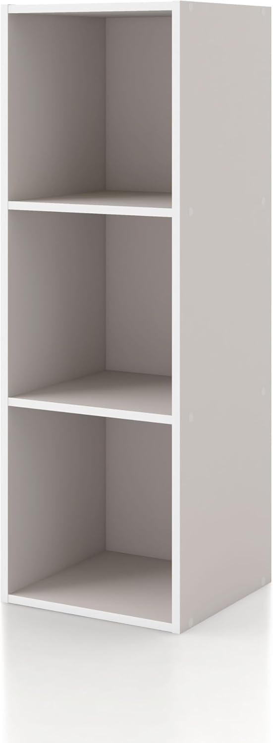 Homes: Inside + Out Apexa 2-Cube Storage Organizer Shelves, Stackable Wood Bookcase Fits Cubby Bins for Organization, Dorm Teen Room Decor & Home Office, White