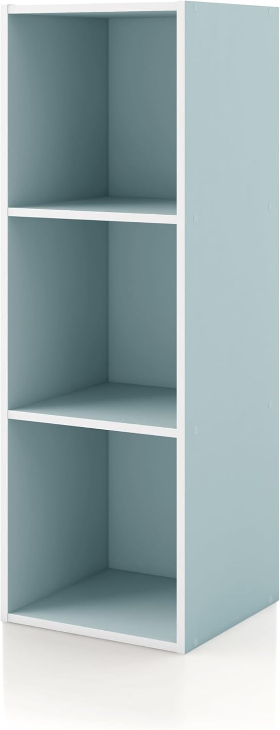 Homes: Inside + Out Apexa 2-Cube Storage Organizer Shelves, Stackable Wood Bookcase Fits Cubby Bins for Organization, Dorm Teen Room Decor & Home Office, White