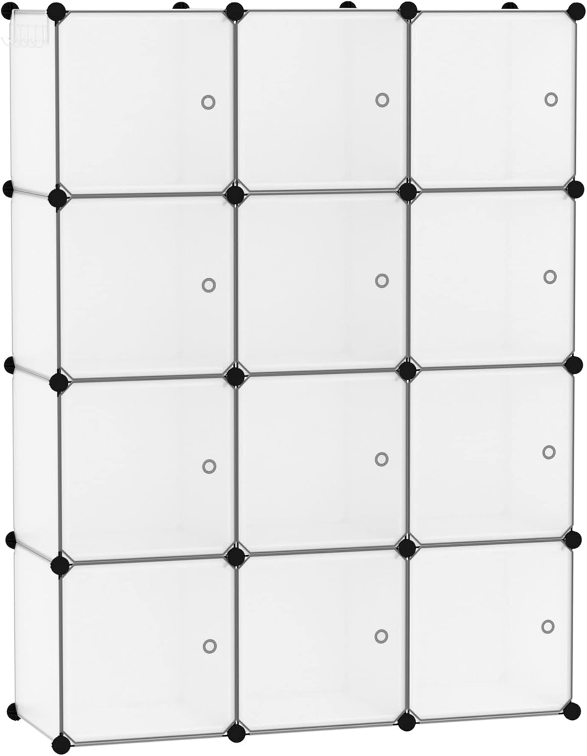 C&AHOME Cube Storage Organizer with Doors, 12-Cube Shelves, Closet Cabinet, DIY Plastic Modular Bookshelf Ideal for Bedroom, Living Room, 36.6”L x 12.4”W x 48.4”H Black USHS3012B-DOOR