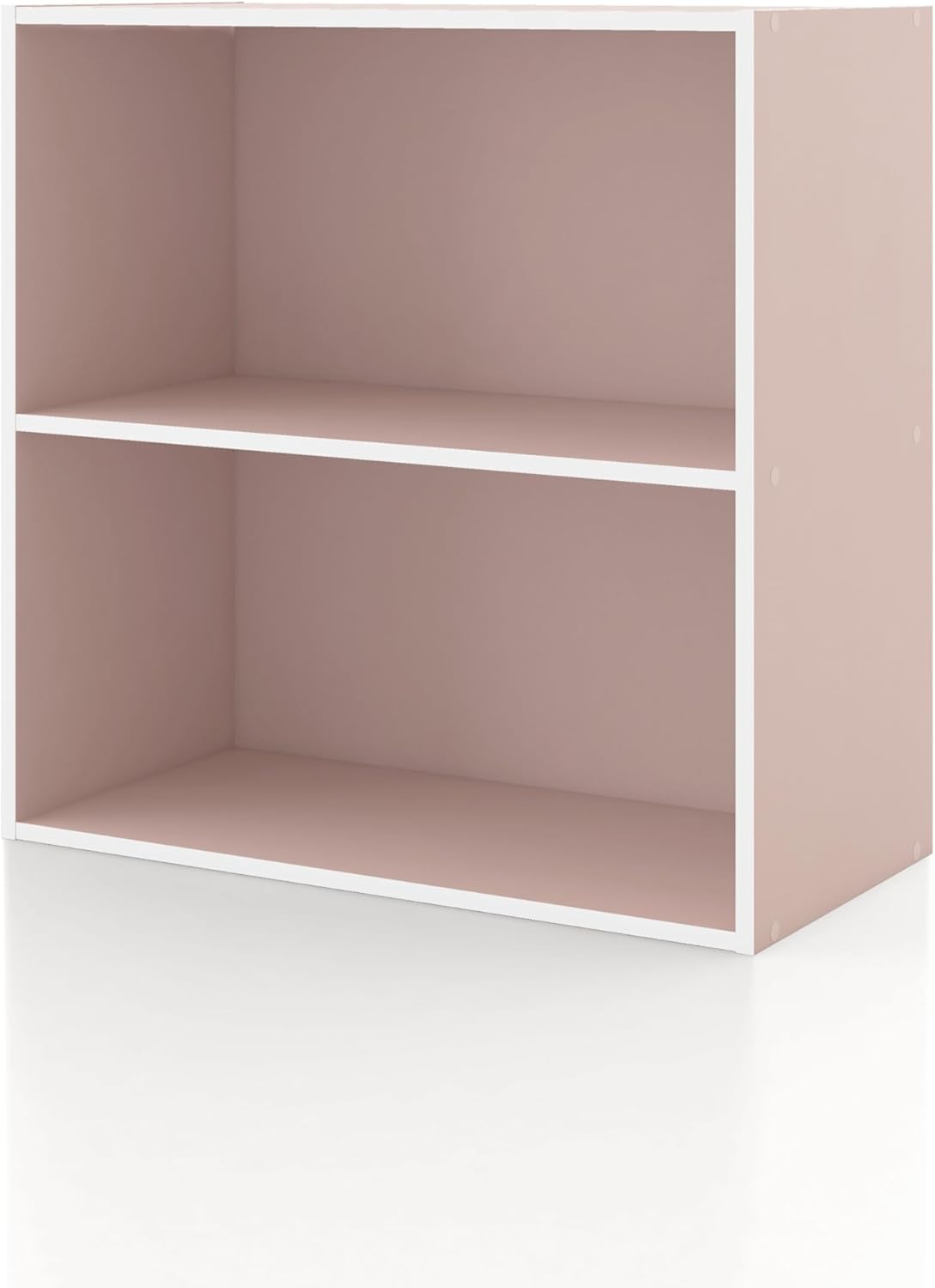 Homes: Inside + Out Apexa 2-Cube Storage Organizer Shelves, Stackable Wood Bookcase Fits Cubby Bins for Organization, Dorm Teen Room Decor & Home Office, White