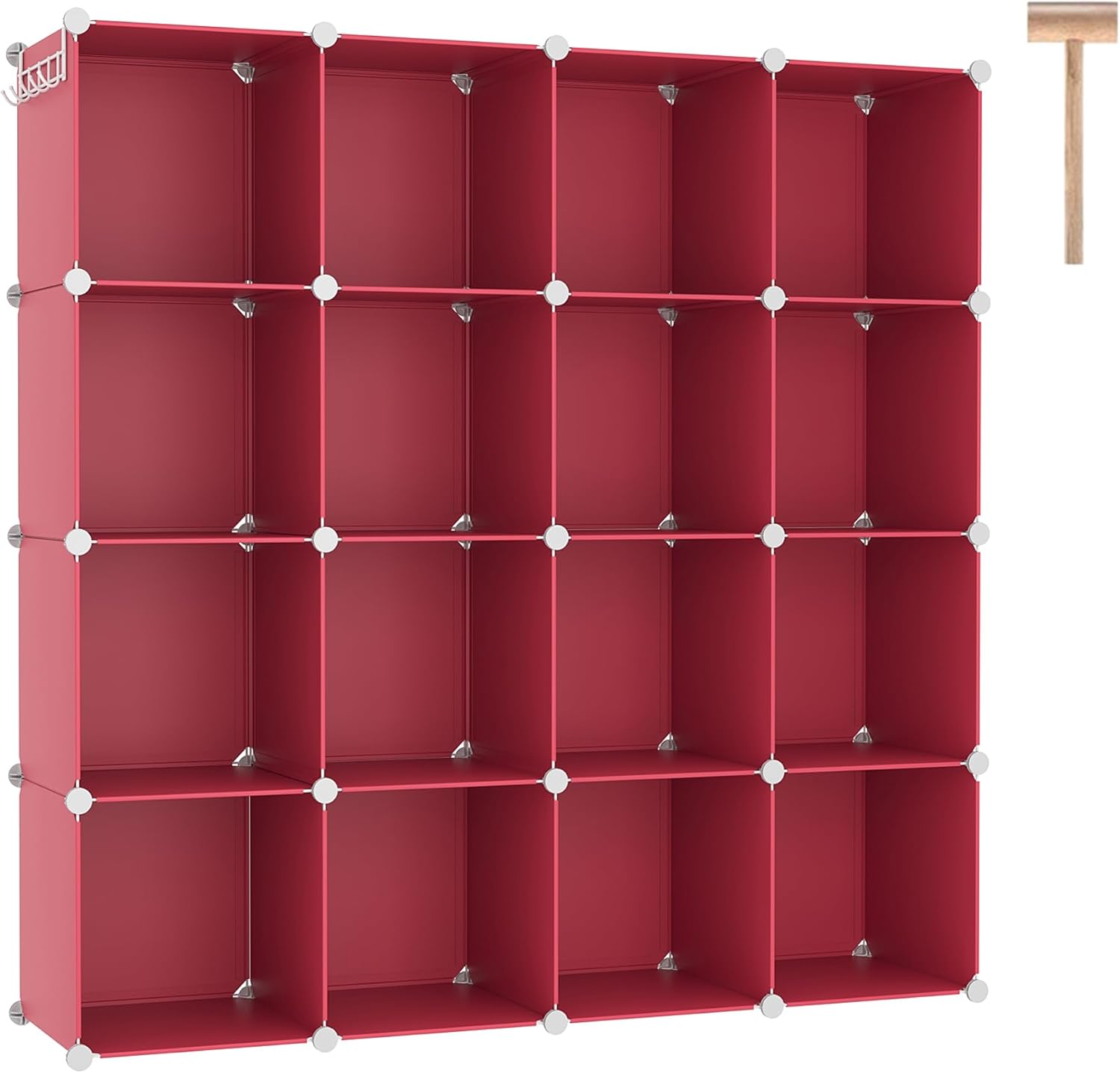 C&AHOME Cube Storage Organizer, 16-Cube Shelves Units, Plastic Storage Cubes, DIY Closet Organizer, Modular Closet Storage Shelves Ideal for Home, Bedroom, 48.4" L × 12.4" W × 48.4" H Milky UPCS16M
