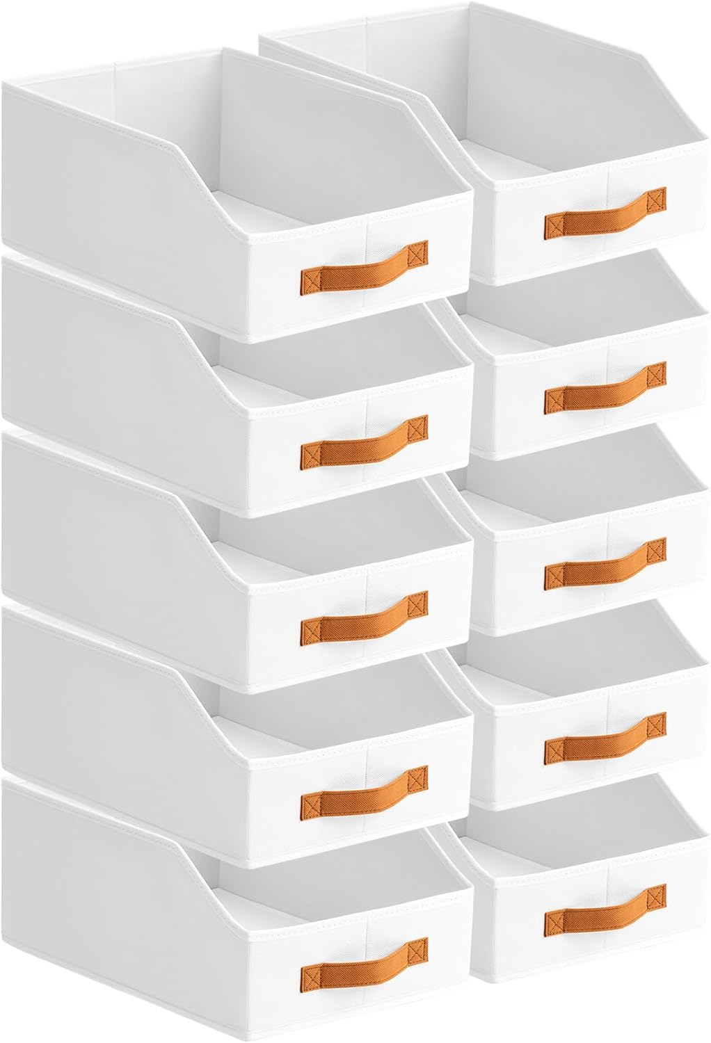 Fabric Storage Bins for Organizing - 6 Pack Large Trapezoid Collapsible Storage Bins with Front Handle, Closet Organizers and Storage for Bedroom, Home Shelves, Small Spaces, Beige