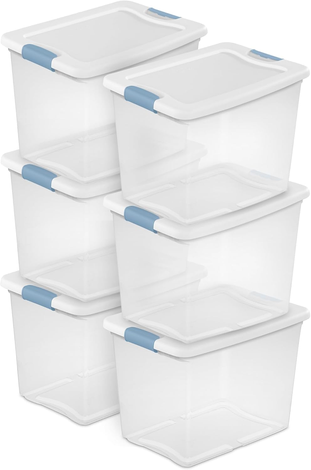 Sterilite 4-Pack 56 Quart Wheeled Latching Box, Underbed Clear Plastic Storage Organizer - Under Bed Rolling Container Bin with Lid and Wheels for Home or Dorm Bedrooms and Closets