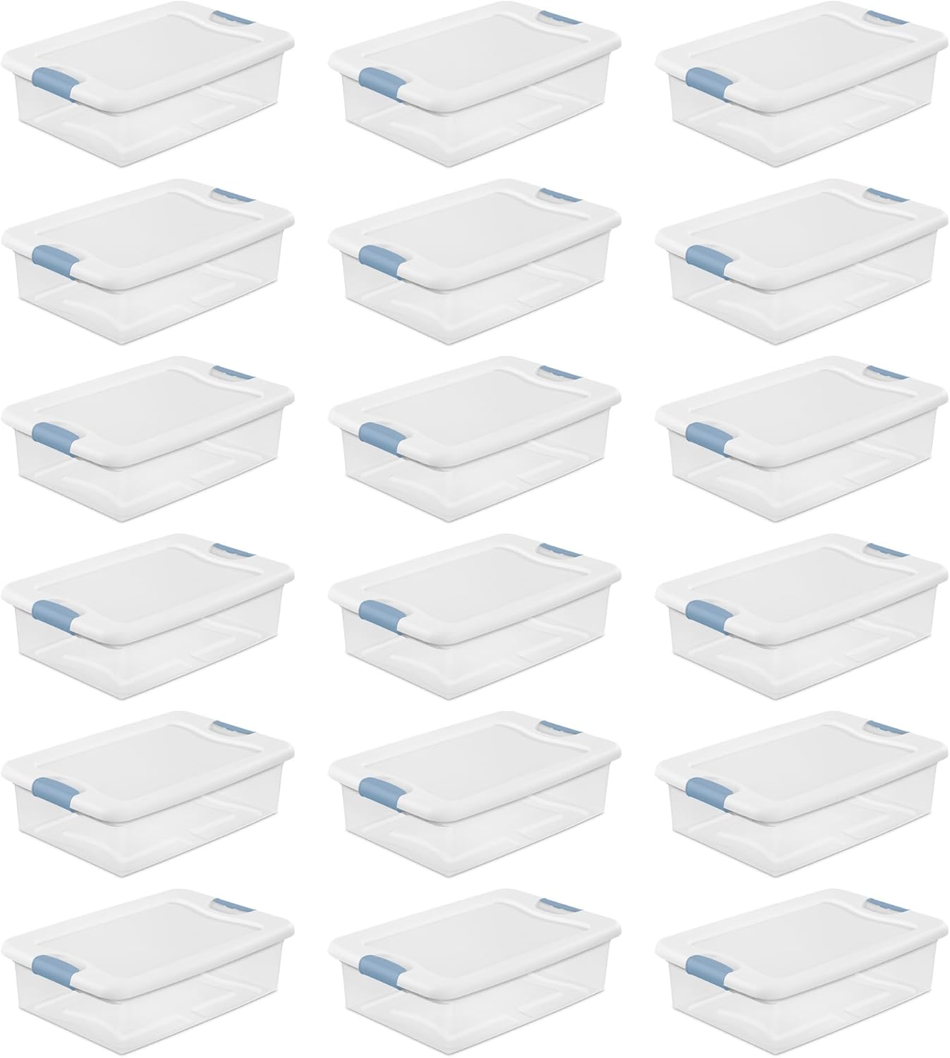 Sterilite 4-Pack 56 Quart Wheeled Latching Box, Underbed Clear Plastic Storage Organizer - Under Bed Rolling Container Bin with Lid and Wheels for Home or Dorm Bedrooms and Closets