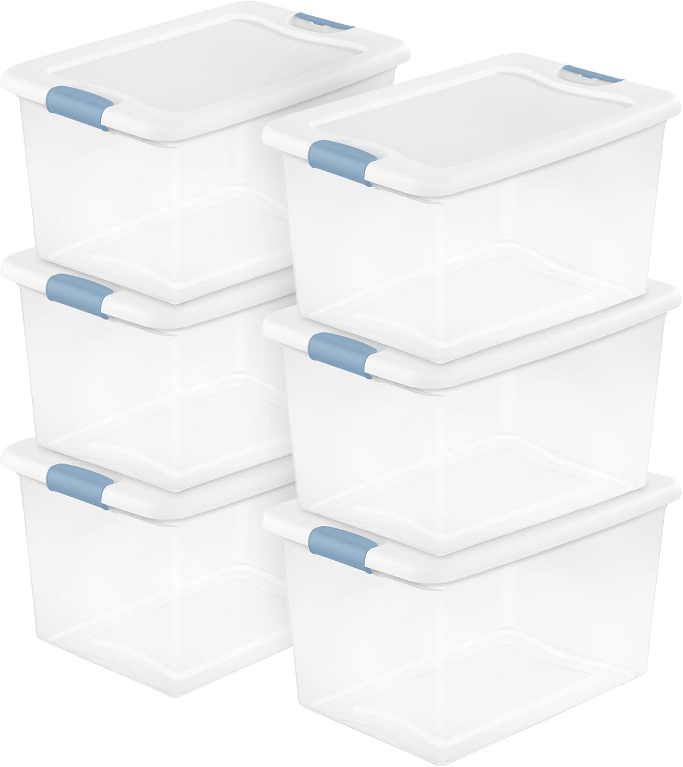 Sterilite 4-Pack 56 Quart Wheeled Latching Box, Underbed Clear Plastic Storage Organizer - Under Bed Rolling Container Bin with Lid and Wheels for Home or Dorm Bedrooms and Closets