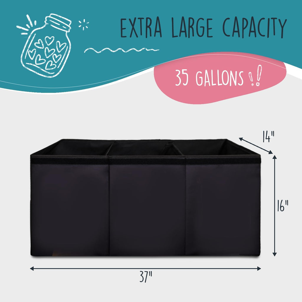 Extra Large Toy Storage Organizer with Lid - Sturdy, Collapsible Toy Chest Storage Box Design - Toys Bin with Dividers for Kids, Nursery, Bedroom, Playroom 37"x16"x14"