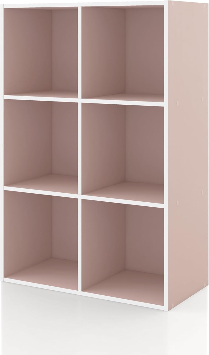 Homes: Inside + Out Apexa 2-Cube Storage Organizer Shelves, Stackable Wood Bookcase Fits Cubby Bins for Organization, Dorm Teen Room Decor & Home Office, White