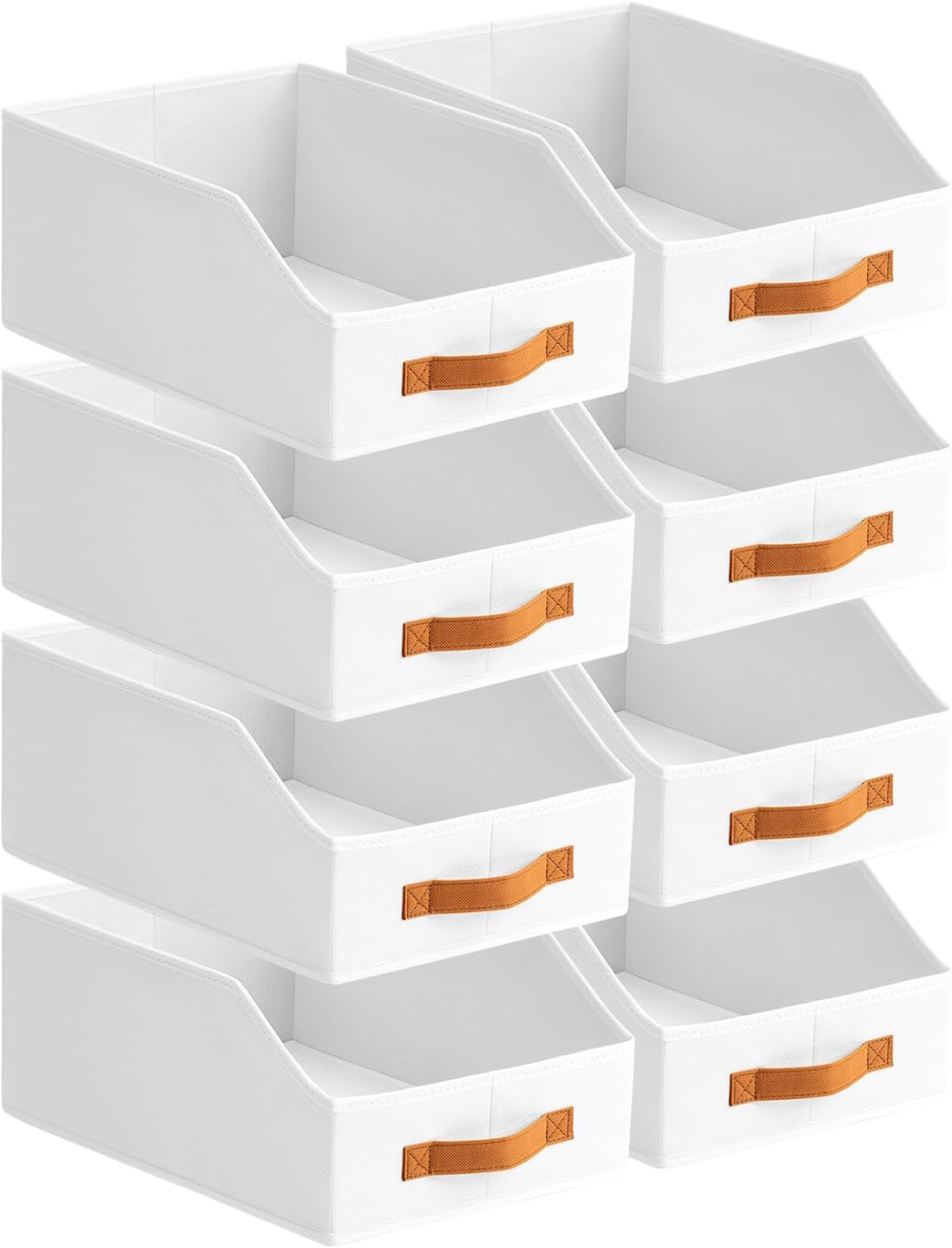 Fabric Storage Bins for Organizing - 6 Pack Large Trapezoid Collapsible Storage Bins with Front Handle, Closet Organizers and Storage for Bedroom, Home Shelves, Small Spaces, Beige