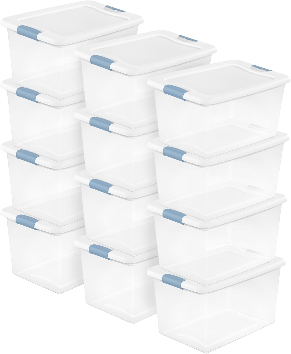 Sterilite 4-Pack 56 Quart Wheeled Latching Box, Underbed Clear Plastic Storage Organizer - Under Bed Rolling Container Bin with Lid and Wheels for Home or Dorm Bedrooms and Closets