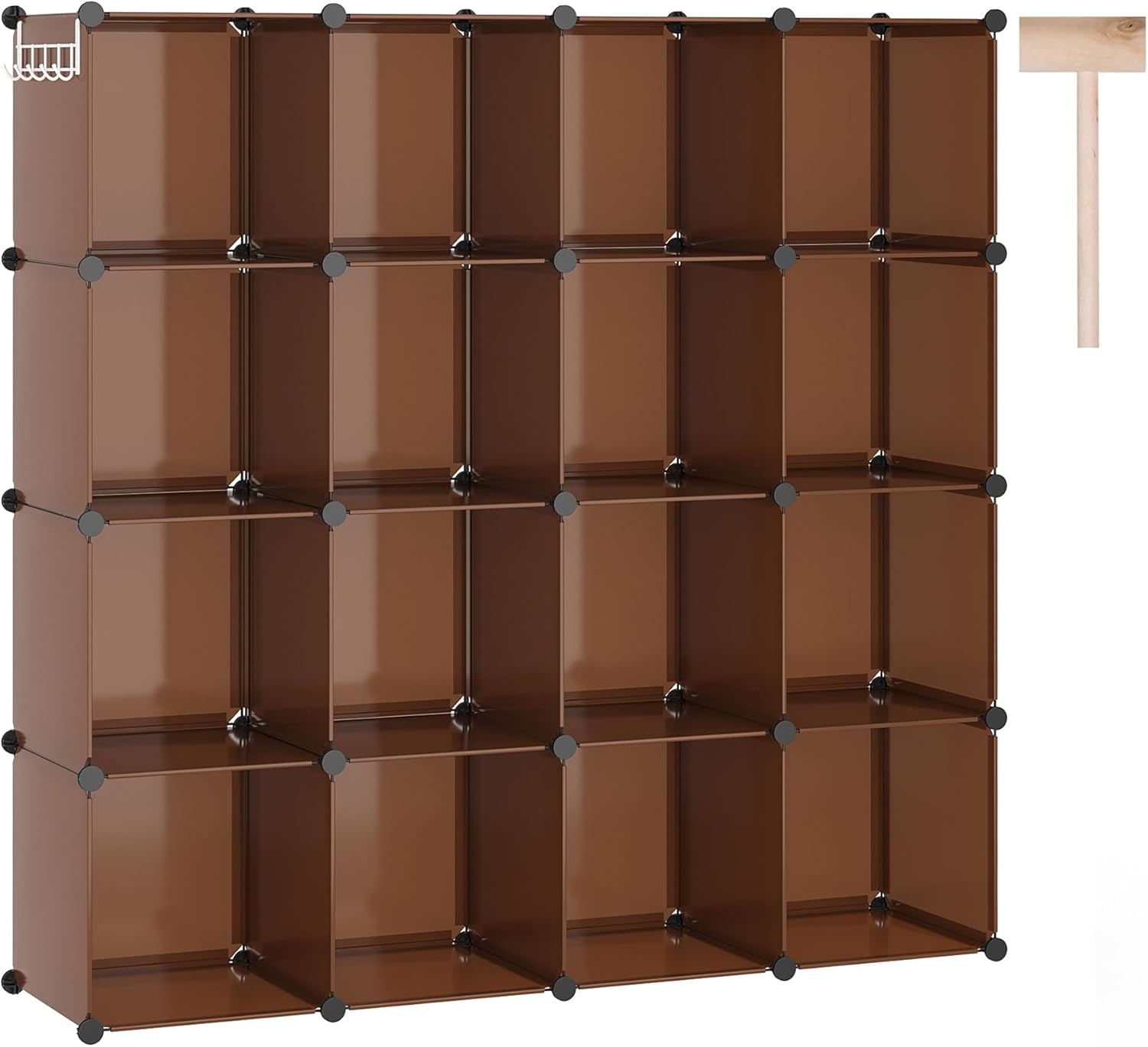 C&AHOME Cube Storage Organizer, 16-Cube Shelves Units, Plastic Storage Cubes, DIY Closet Organizer, Modular Closet Storage Shelves Ideal for Home, Bedroom, 48.4" L × 12.4" W × 48.4" H Milky UPCS16M