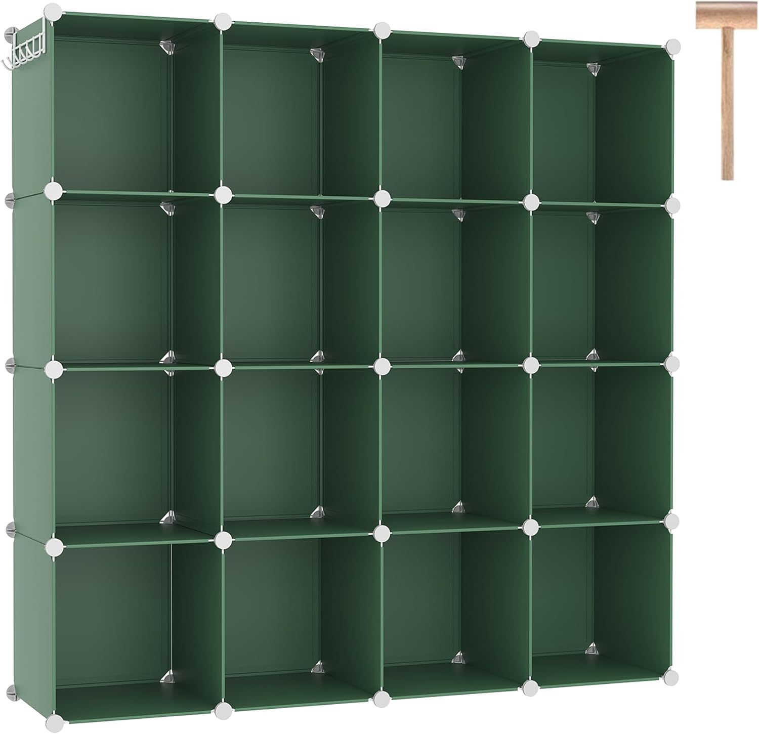 C&AHOME Cube Storage Organizer, 16-Cube Shelves Units, Plastic Storage Cubes, DIY Closet Organizer, Modular Closet Storage Shelves Ideal for Home, Bedroom, 48.4" L × 12.4" W × 48.4" H Black SUM3016H