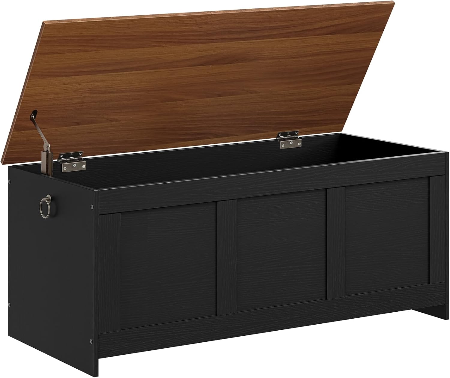 HOOBRO Storage Bench, 39.3" Retro Wooden Storage Chest, Wooden Storage Trunk, Toy Chest with Lift Top, Multifunctional Entryway Organizer, for Entryway, Living Room, Black and Walnut BH141CW01