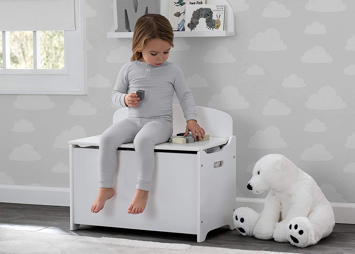 Delta Children MySize Deluxe Toy Box, Bianca White