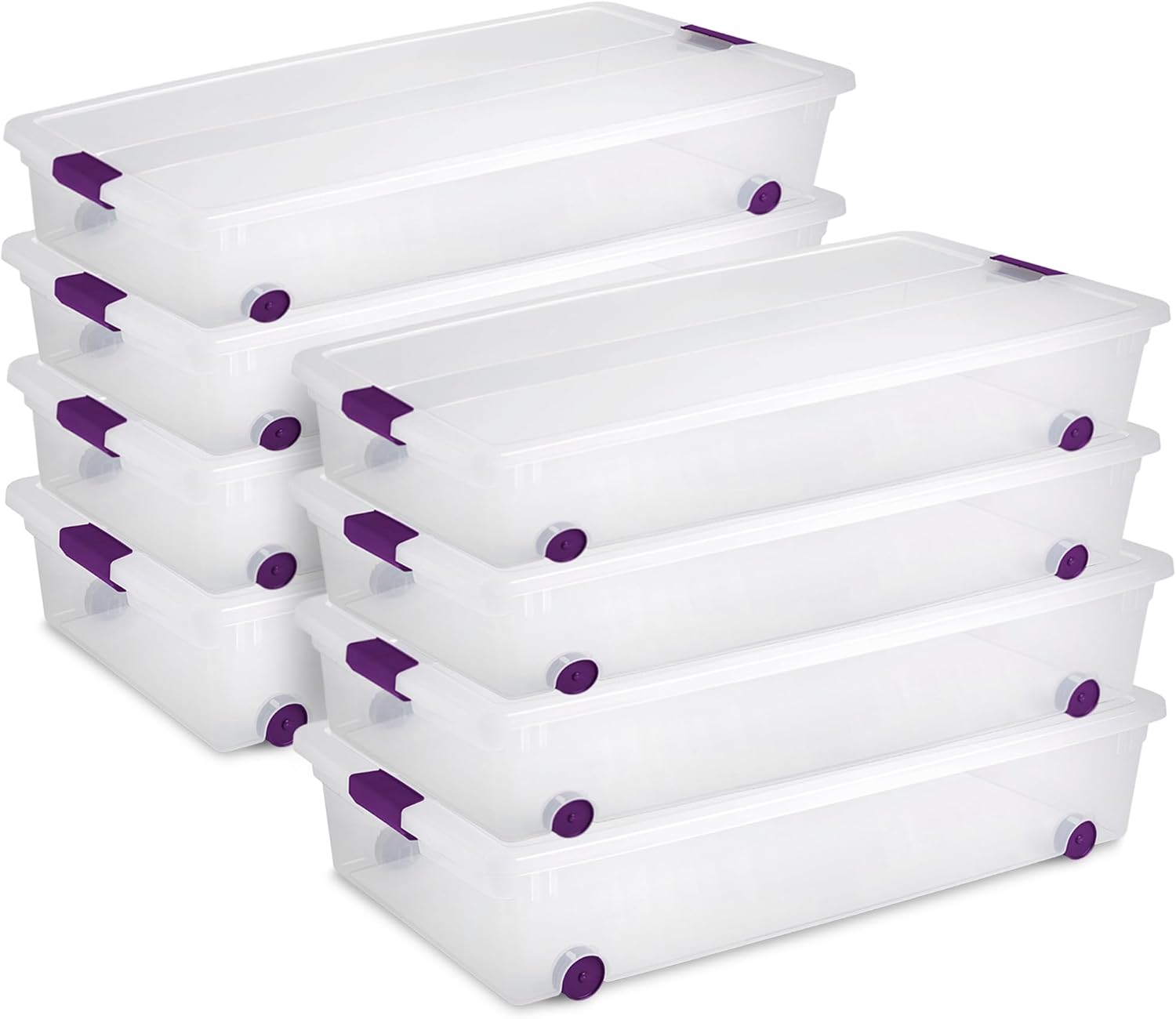 Sterilite 4-Pack 60 Quart ClearView Latch Box, Wheeled Underbed Organizer Bins with Latching Lids - Clear Plastic Organization Containers for Closet, Bedroom, Shelving Units and Everyday Home Storage