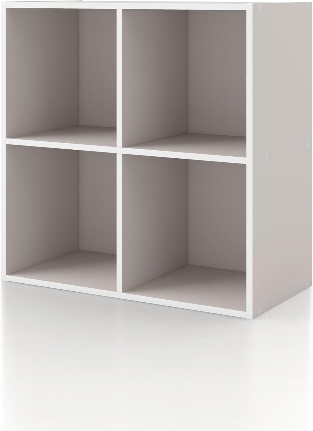 Homes: Inside + Out Apexa 2-Cube Storage Organizer Shelves, Stackable Wood Bookcase Fits Cubby Bins for Organization, Dorm Teen Room Decor & Home Office, White