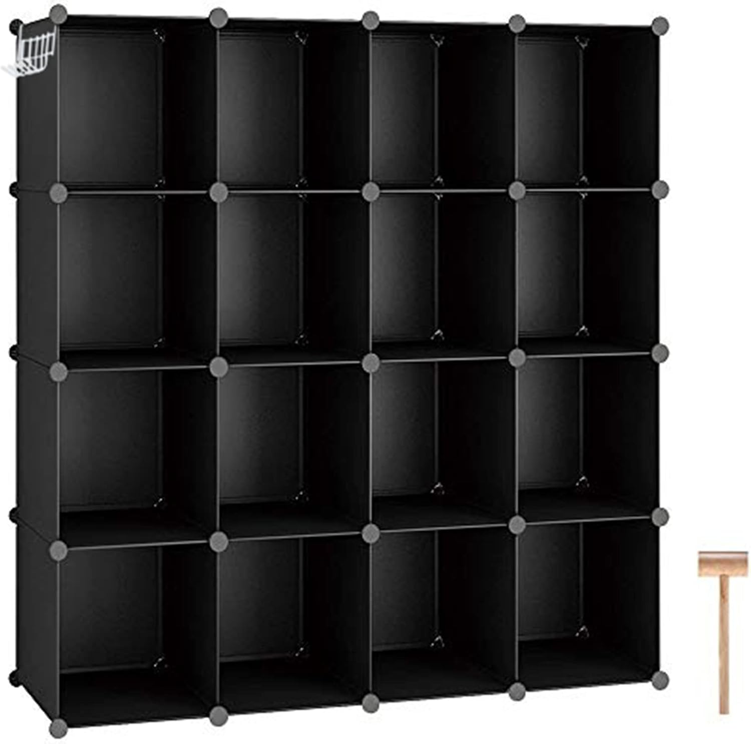 C&AHOME Cube Storage Organizer, 16-Cube Shelves Units, Plastic Storage Cubes, DIY Closet Organizer, Modular Closet Storage Shelves Ideal for Home, Bedroom, 48.4" L × 12.4" W × 48.4" H Milky UPCS16M