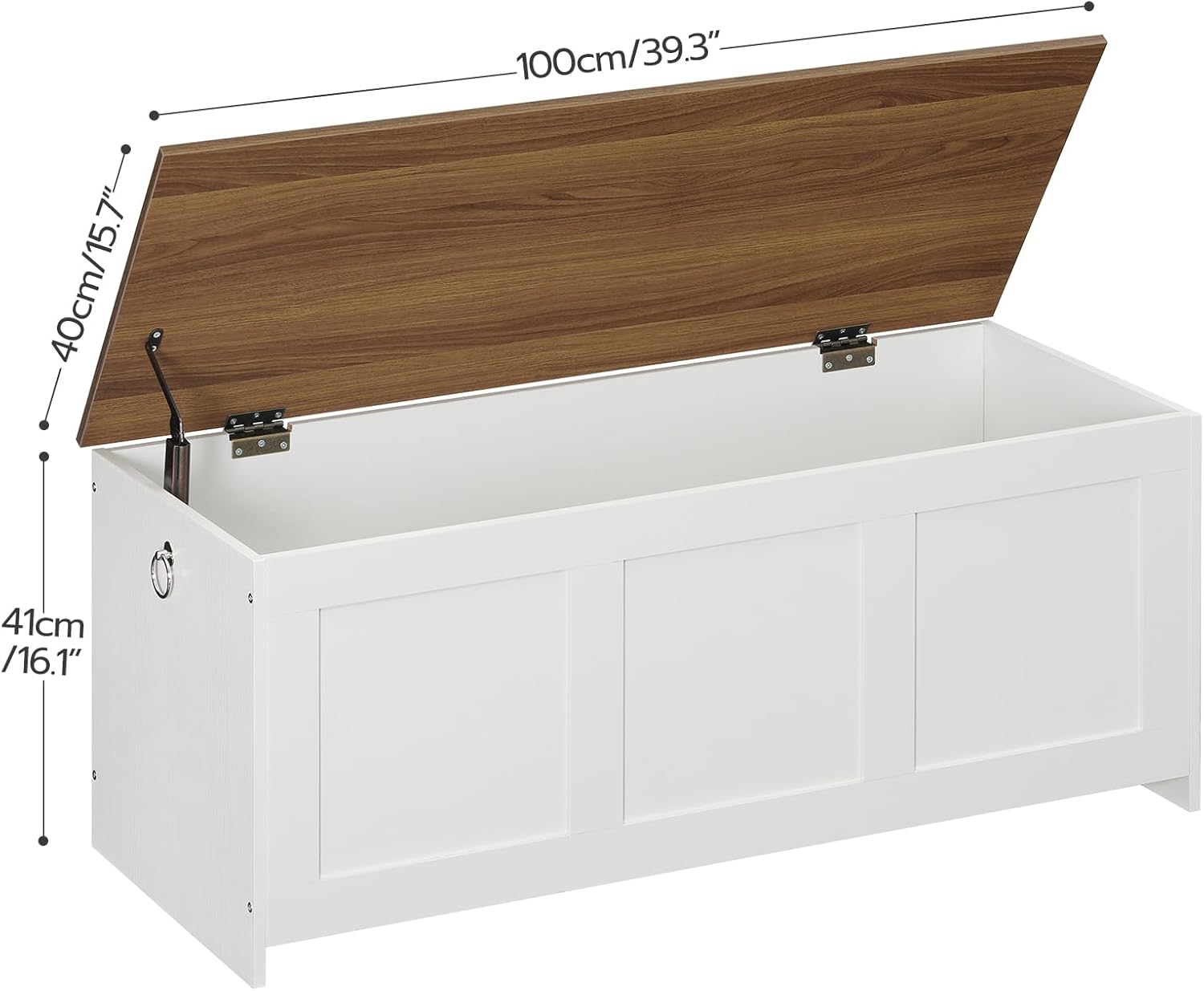 HOOBRO Storage Bench, 39.3" Retro Wooden Storage Chest, Wooden Storage Trunk, Toy Chest with Lift Top, Multifunctional Entryway Organizer, for Entryway, Living Room, White and Walnut WH141CW01