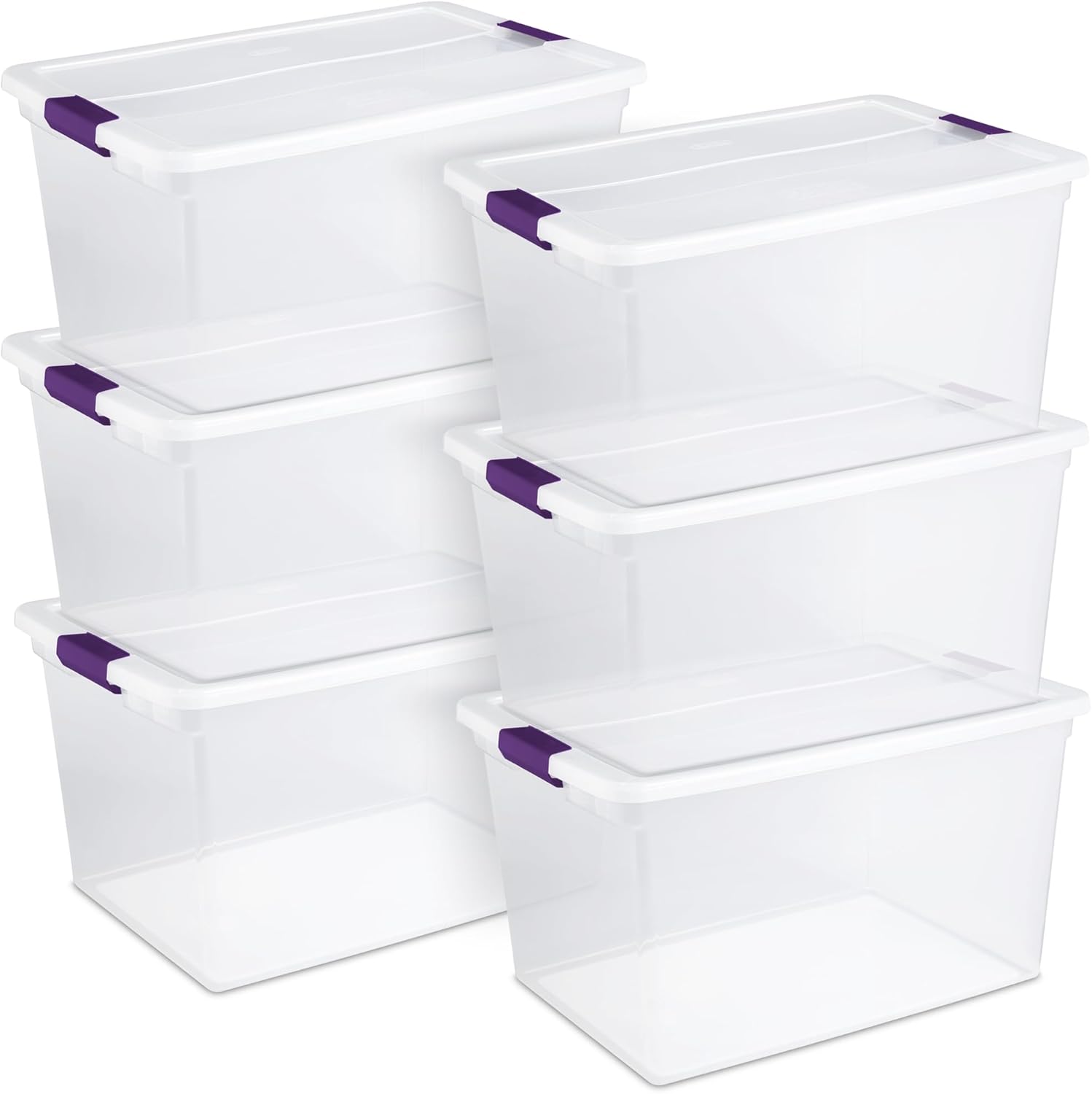 Sterilite 4-Pack 60 Quart ClearView Latch Box, Wheeled Underbed Organizer Bins with Latching Lids - Clear Plastic Organization Containers for Closet, Bedroom, Shelving Units and Everyday Home Storage