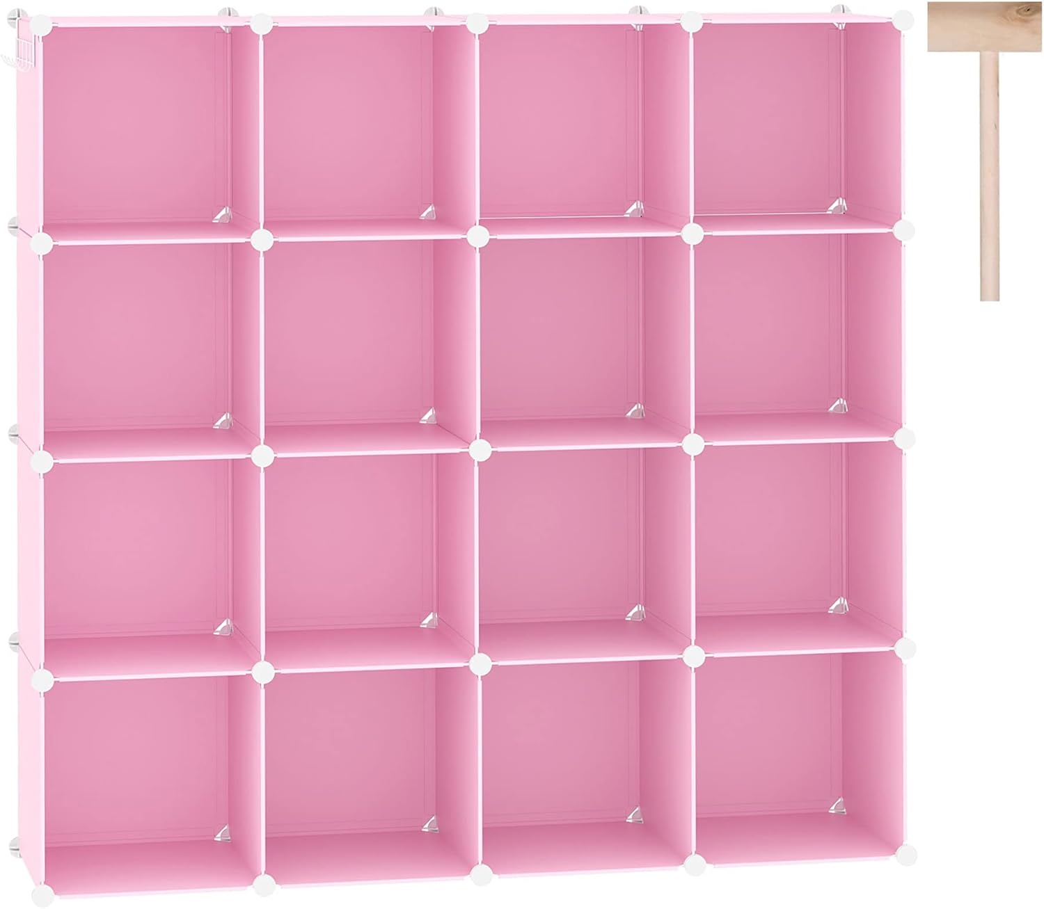 C&AHOME Cube Storage Organizer, 16-Cube Shelves Units, Plastic Storage Cubes, DIY Closet Organizer, Modular Closet Storage Shelves Ideal for Home, Bedroom, 48.4" L × 12.4" W × 48.4" H Milky UPCS16M