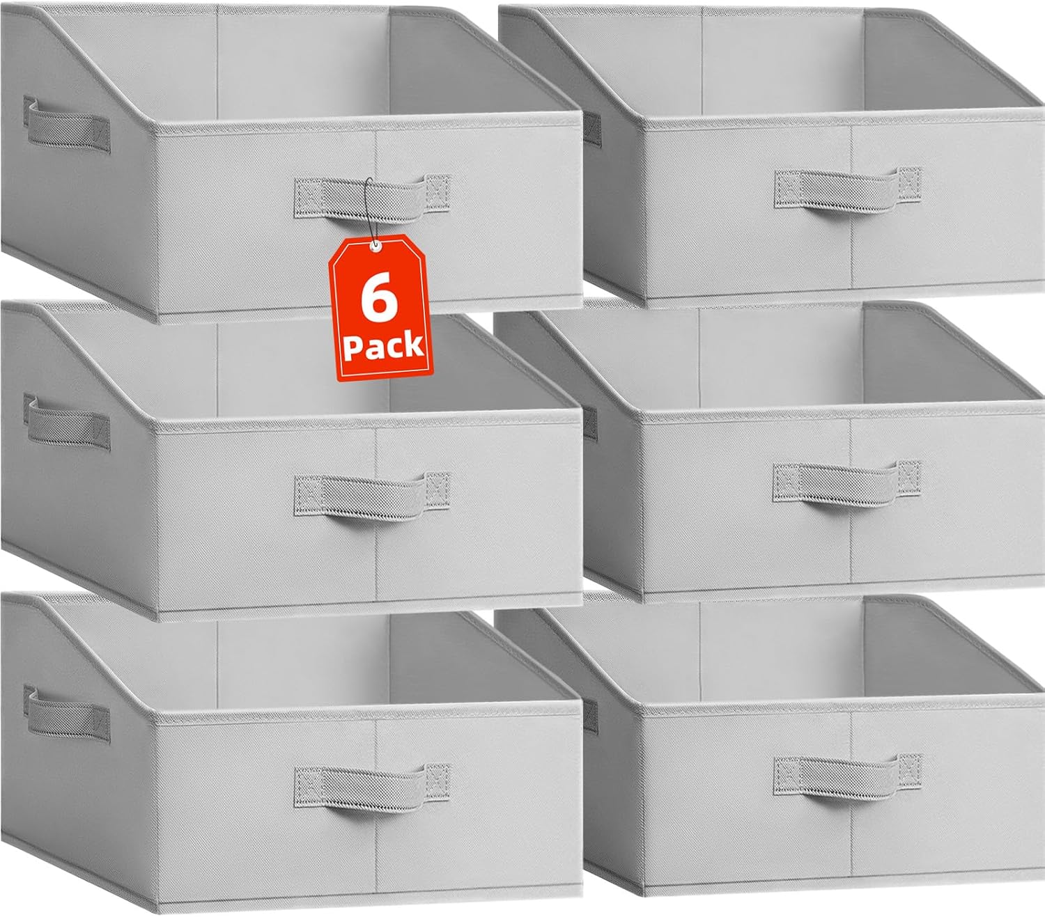 Criusia Closet Organizers Bins 4 Pack - Large Collapsible Shelf Organizer with Handles - Fabric Trapezoid Home Organization and Storage Baskets for Organizing Clothes Toy Blanket Towel Purse Hats