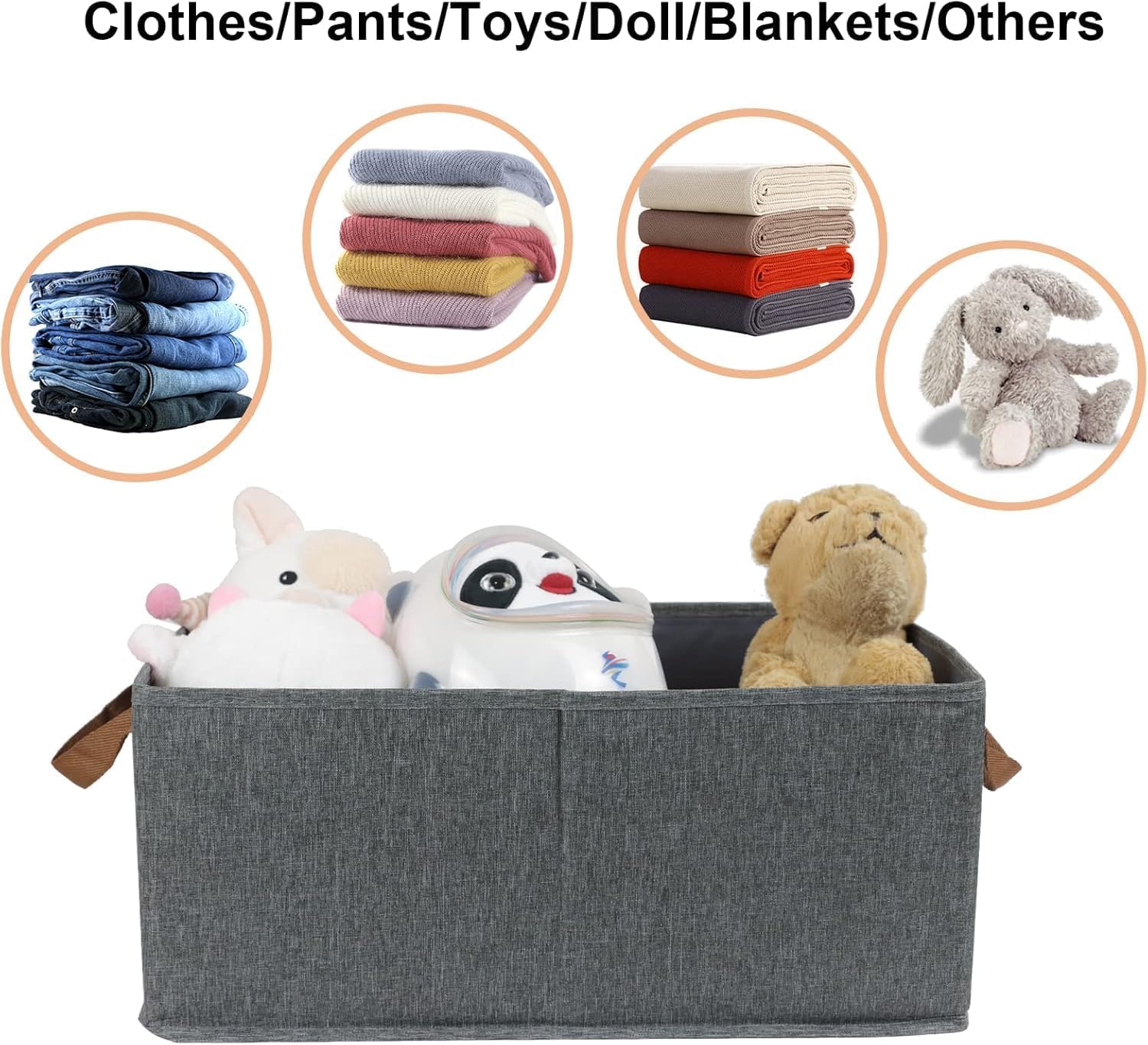 Pack of 3 Large Capacity Storage Bins Closet Organizer System, Sturdy Foldable Storage Boxes for Organizing Clothing, Sheets, Toys, Books - Shelf Organizer Shelves Basket Storage Bin