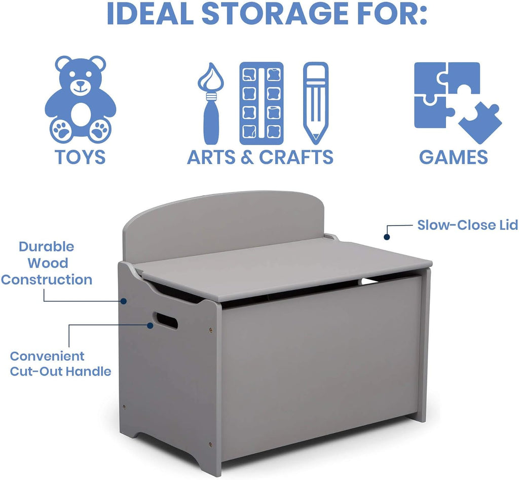 Delta Children MySize Deluxe Toy Box, Grey