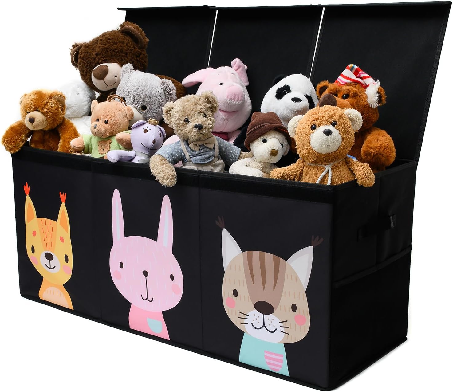 Extra Large Toy Storage Organizer with Lid - Sturdy, Collapsible Toy Chest Storage Box Design - Toys Bin with Dividers for Kids, Nursery, Bedroom, Playroom 37"x16"x14"