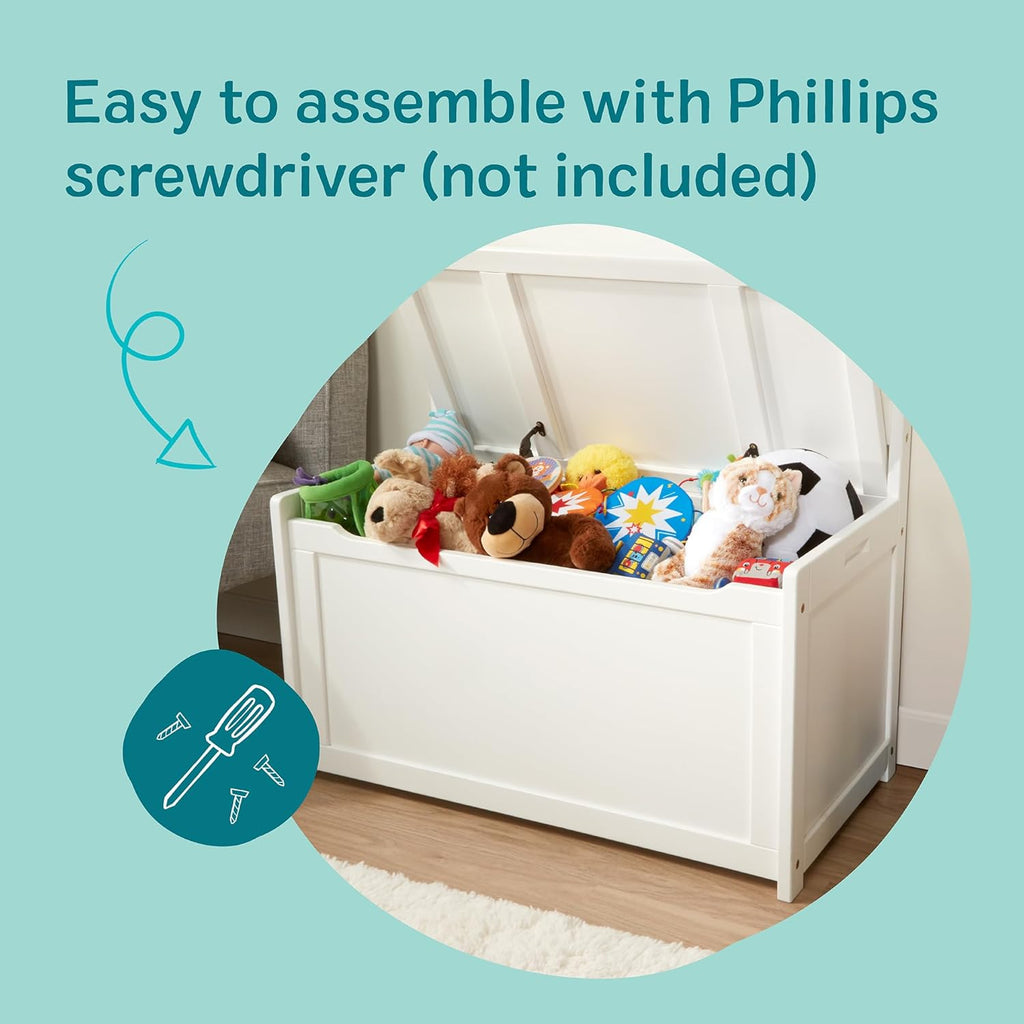 Melissa & Doug Toy Chest, Wooden Toy Storage Box with Safety-Hinged Lid, Kids Toys Storage Organizer for Playroom, Bedroom, & Montessori Classroom Furniture for Boys & Girls Ages 3+