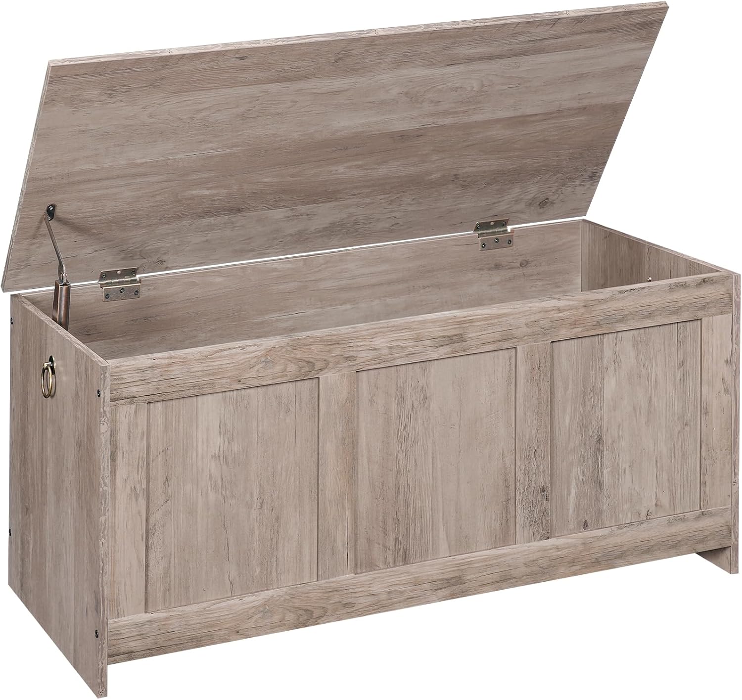 HOOBRO Storage Bench, 39.3" Retro Wooden Storage Chest, Wooden Storage Trunk, Toy Chest with Lift Top, Multifunctional Entryway Organizer, for Entryway, Living Room, White and Walnut WH141CW01