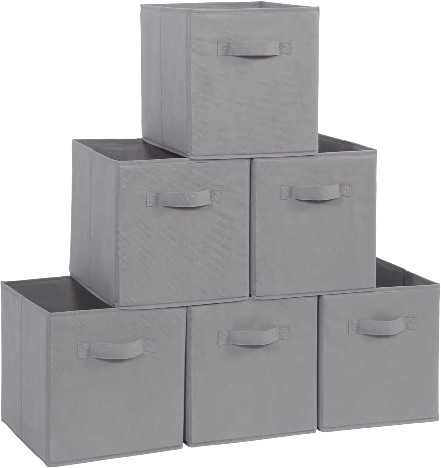 STORAGE MANIAC Storage Cubes, 11 Inch Durable 6 Pack Fabric Foldable Collapsible Bins with Handles for Organization, Closet, Shelves, Offices, Toys, Black