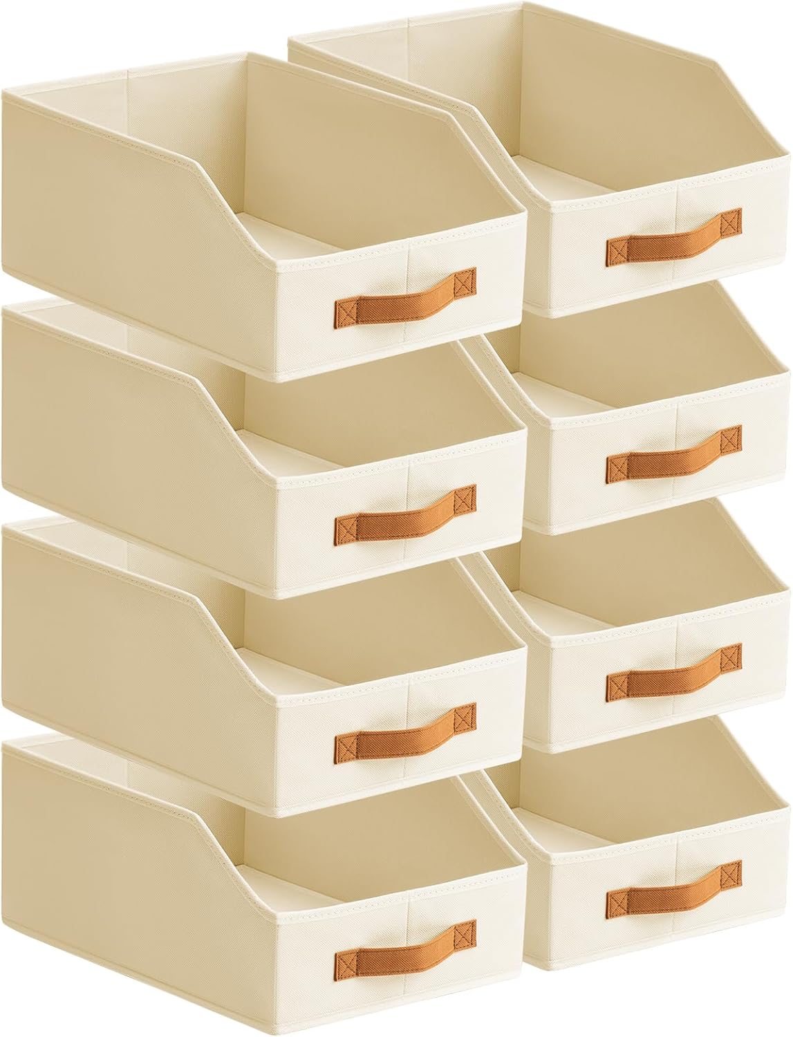 Fabric Storage Bins for Organizing - 6 Pack Large Trapezoid Collapsible Storage Bins with Front Handle, Closet Organizers and Storage for Bedroom, Home Shelves, Small Spaces, Beige