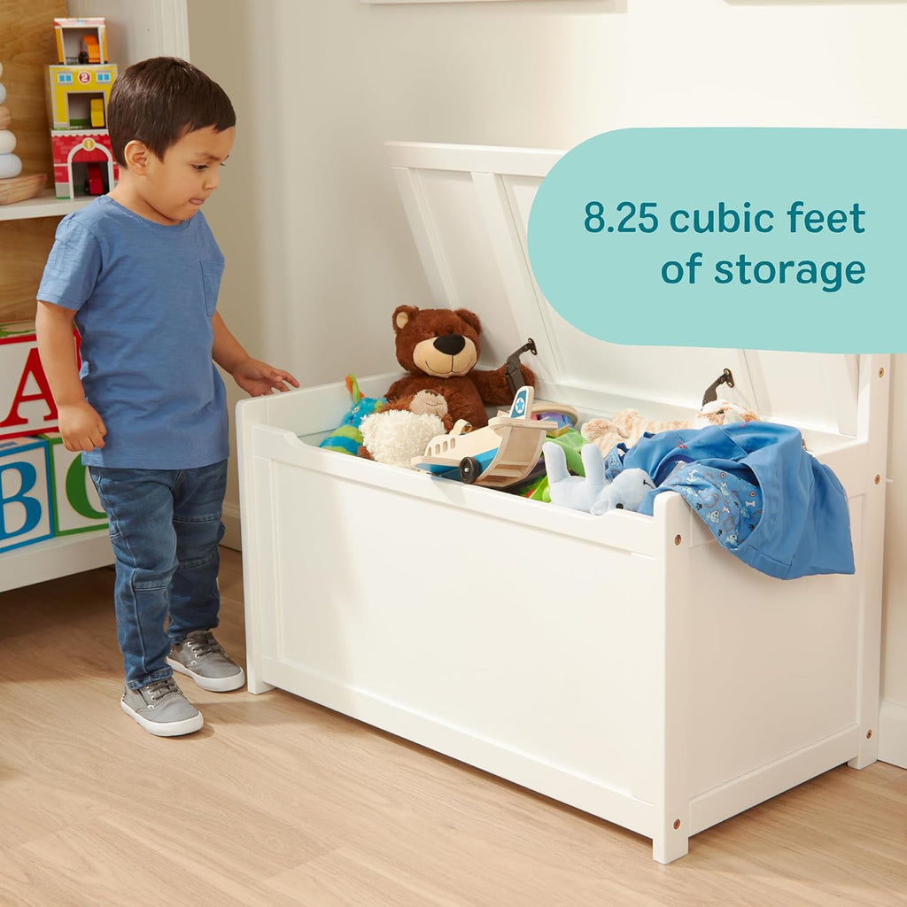 Melissa & Doug Toy Chest, Wooden Toy Storage Box with Safety-Hinged Lid, Kids Toys Storage Organizer for Playroom, Bedroom, & Montessori Classroom Furniture for Boys & Girls Ages 3+