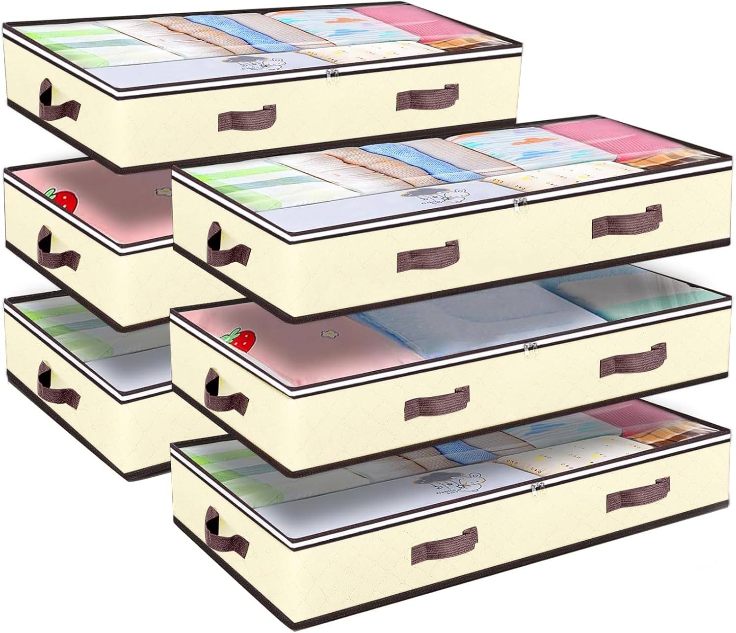 Budding Joy 90L Under Bed Storage Containers, Closet Organizers and Storage Bins, Foldable Underbed Storage Bags for Linen Sheets, Blanket, Clothing, Comforter, Sweaters, Pillows, Wrapping Paper, Grey