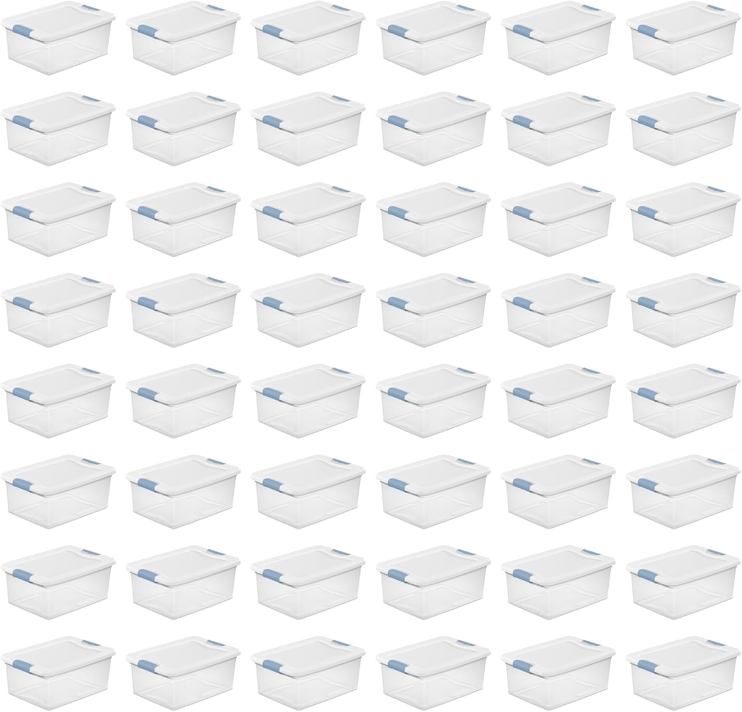 Sterilite 4-Pack 56 Quart Wheeled Latching Box, Underbed Clear Plastic Storage Organizer - Under Bed Rolling Container Bin with Lid and Wheels for Home or Dorm Bedrooms and Closets