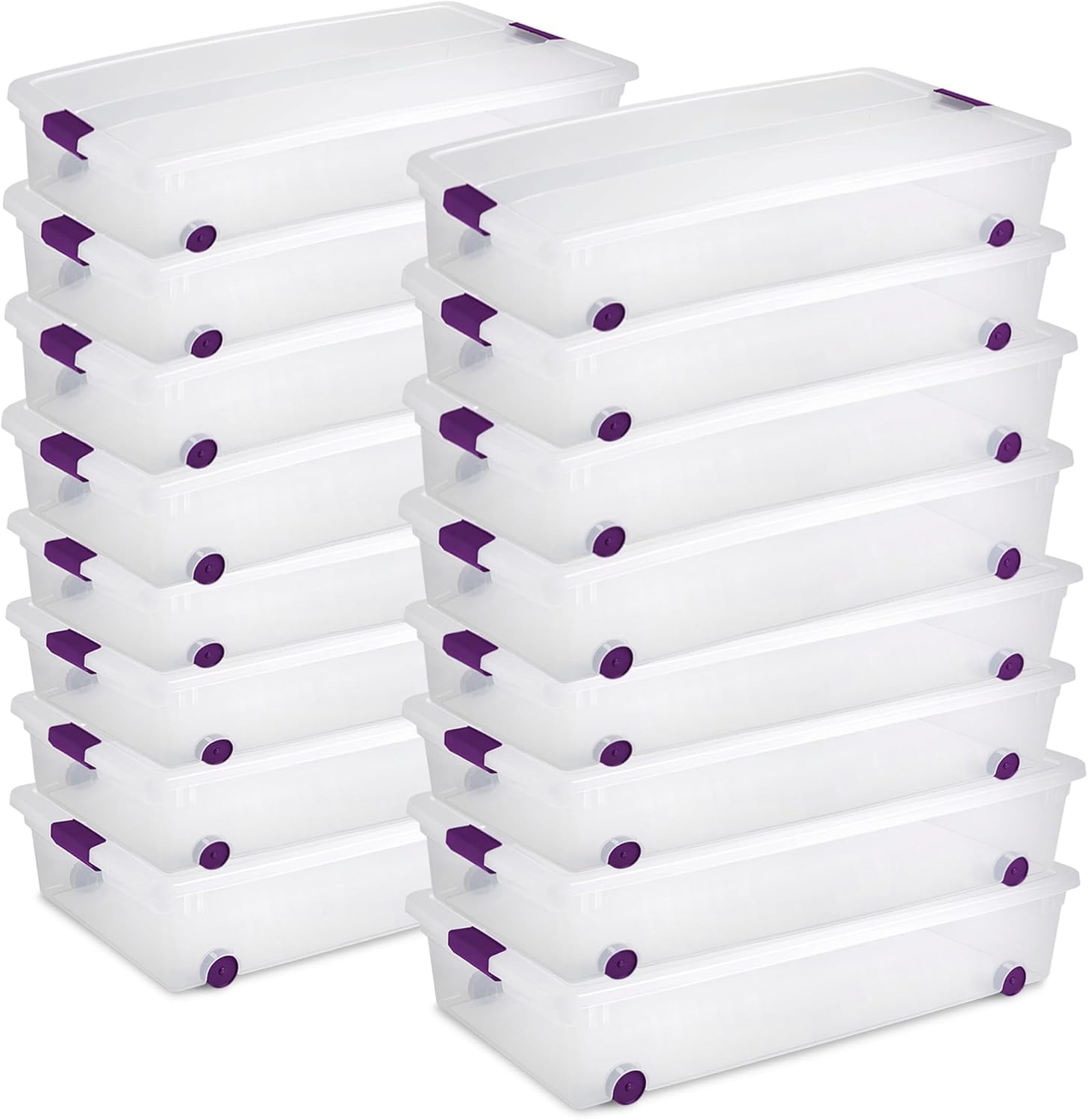 Sterilite 4-Pack 60 Quart ClearView Latch Box, Wheeled Underbed Organizer Bins with Latching Lids - Clear Plastic Organization Containers for Closet, Bedroom, Shelving Units and Everyday Home Storage