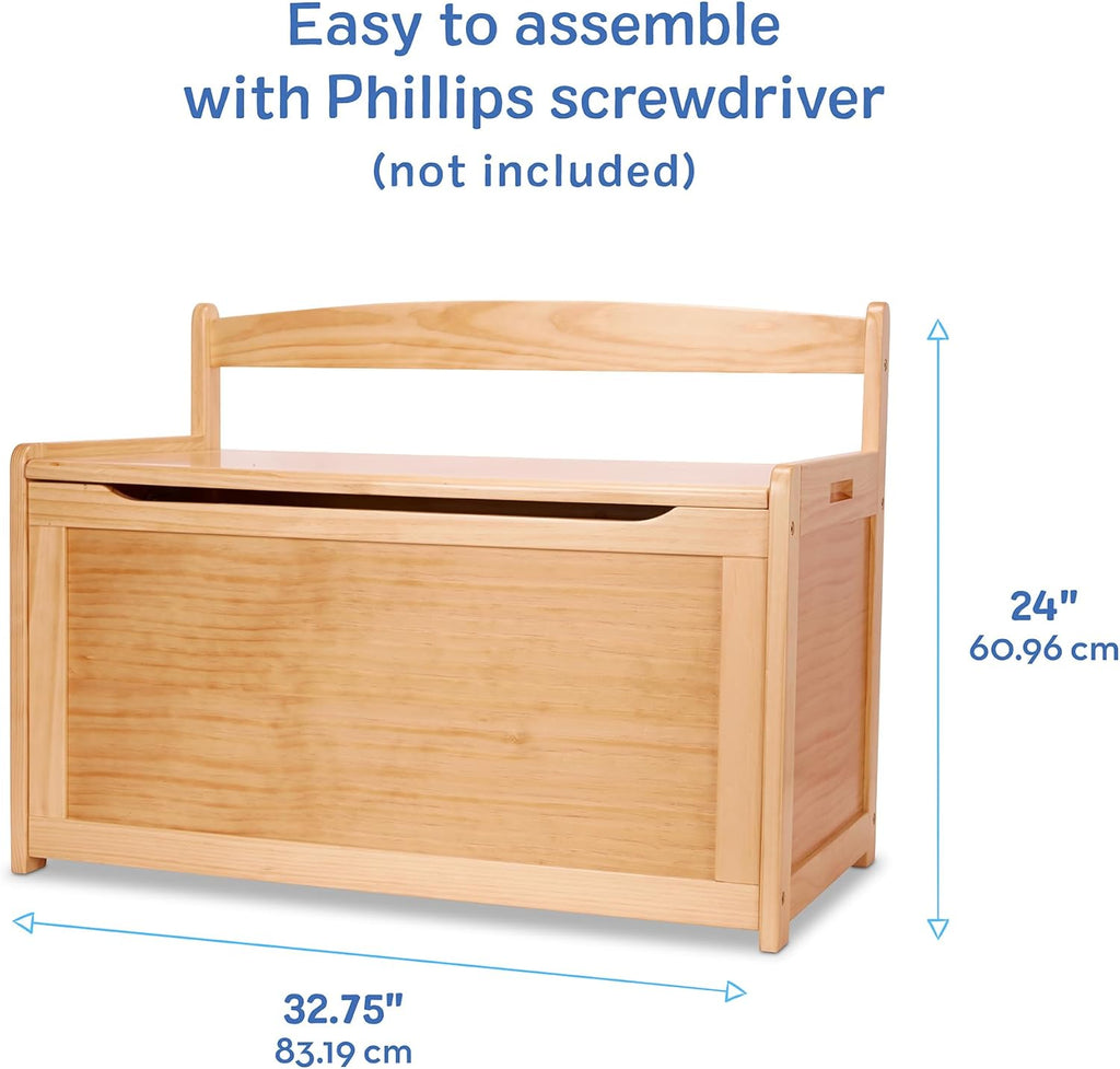 Melissa & Doug Toy Chest, Wooden Toy Storage Box with Safety-Hinged Lid, Kids Toys Storage Organizer for Playroom, Bedroom, & Montessori Classroom Furniture for Boys & Girls Ages 3+, Blonde