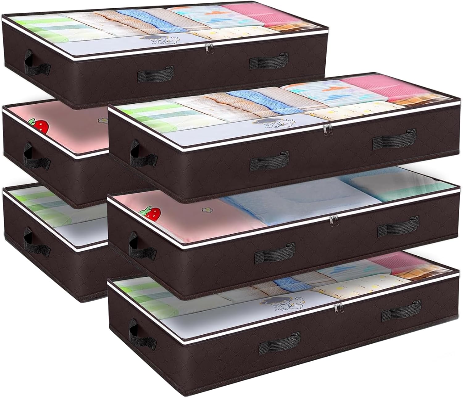 Budding Joy 90L Under Bed Storage Containers, Closet Organizers and Storage Bins, Foldable Underbed Storage Bags for Linen Sheets, Blanket, Clothing, Comforter, Sweaters, Pillows, Wrapping Paper, Grey