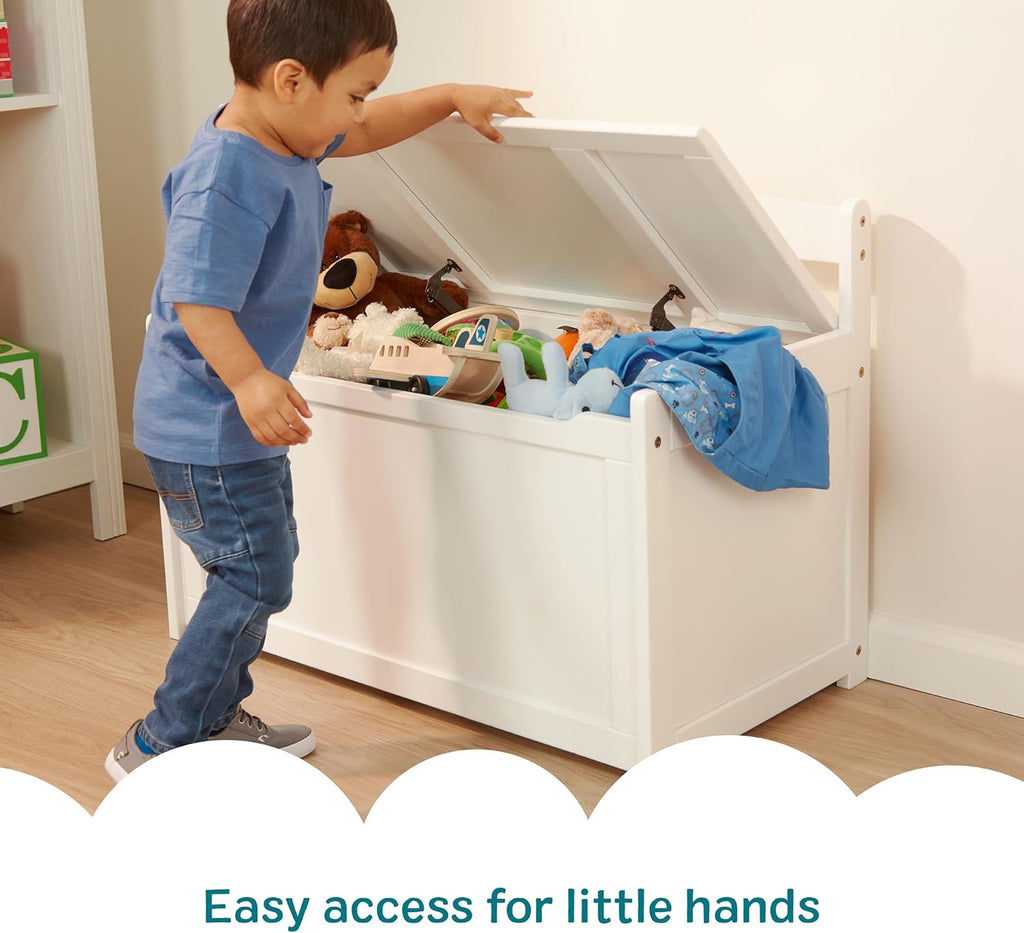 Melissa & Doug Toy Chest, Wooden Toy Storage Box with Safety-Hinged Lid, Kids Toys Storage Organizer for Playroom, Bedroom, & Montessori Classroom Furniture for Boys & Girls Ages 3+