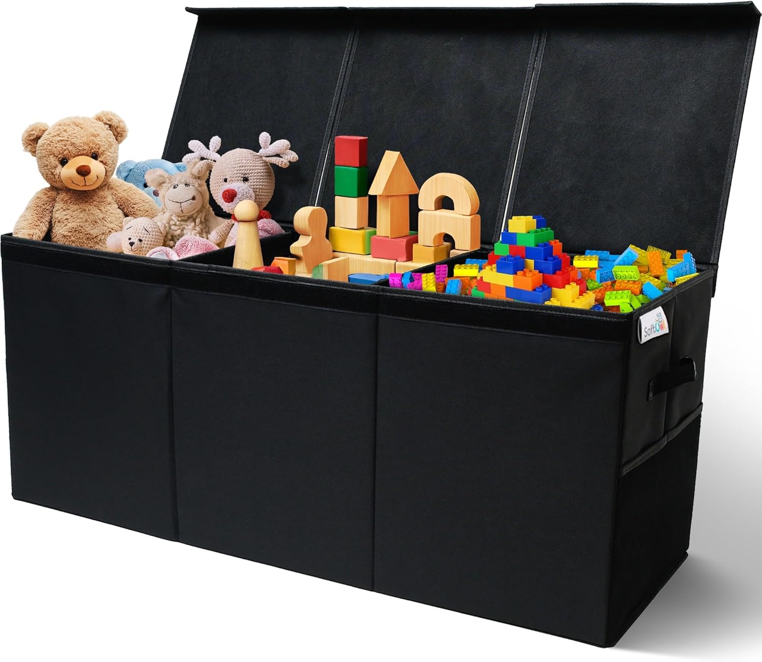 Extra Large Toy Storage Organizer with Lid - Sturdy, Collapsible Toy Chest Storage Box Design - Toys Bin with Dividers for Kids, Nursery, Bedroom, Playroom 37"x16"x14"