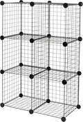 Amazon Basics Cube Wire Grid Stackable Storage Shelves, 6-Cube, 12.6"D x 26"W x 38"H, Black