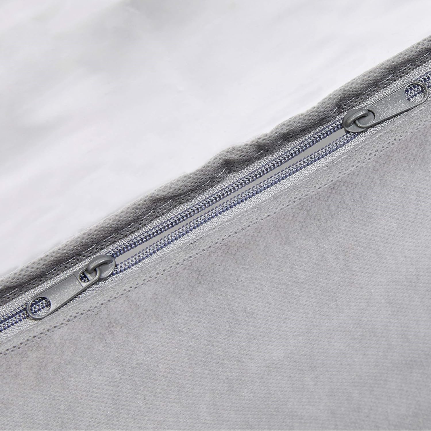 Amazon Basics Under Bed Fabric Zipper Blanket Storage Container Bags with Window and Handles, 2-Pack, 18 x 42 x 6 inches, Gray