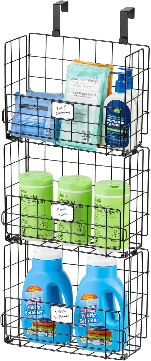 IRIS USA 6-Cube Modular Wire Cube Storage Organizer, Adjustable & Expandable Metal Shelving for Closet, Bathroom & Home Storage, Stackable Wire Grid, 60 lb Capacity, Black